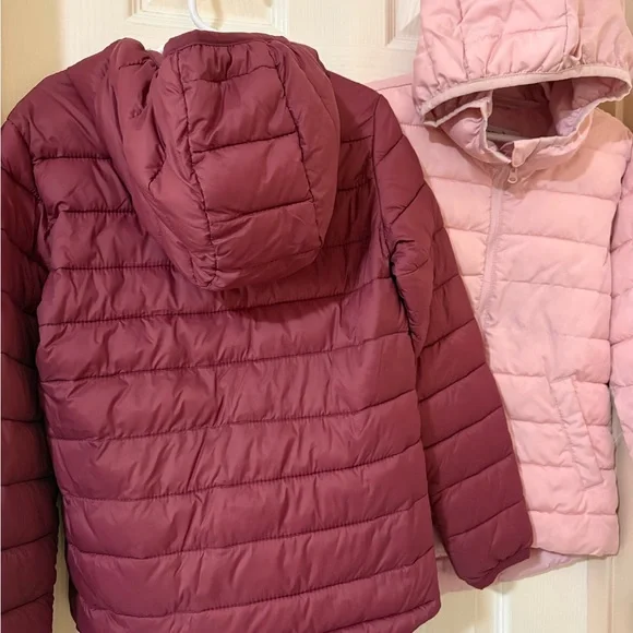 2 Old Navy Kids Puffer Jackets - Burgundy and Pink Water resistant  Size S 6-7 - Picture 12 of 14